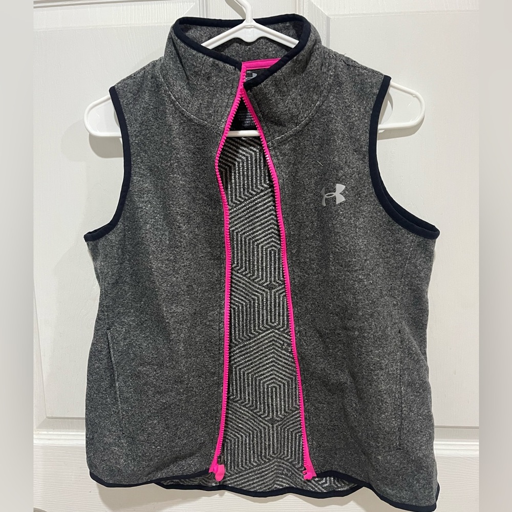 Girls Vest Youth Large Pink Grey Under Armour